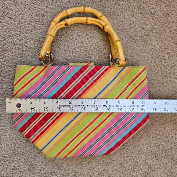 Talbots Colorful Stripe Bag with Bamboo Handles - Picture 3 of 8